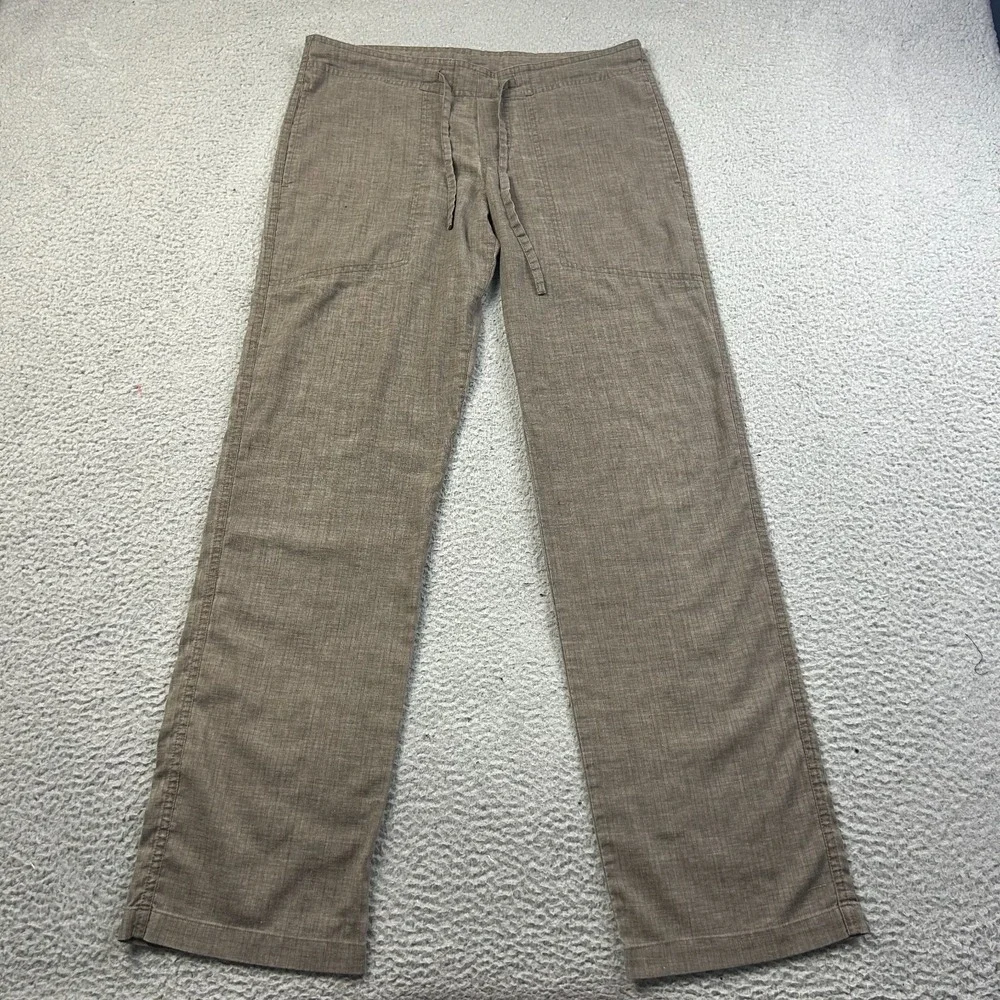 Prana Mens Sutra Pants Hemp Blend Drawstring Wide Leg Yoga Lounge Size XS Brown